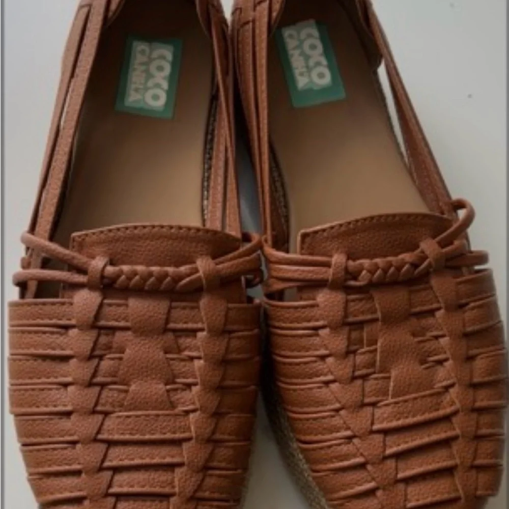Coco Canela Women's Woven Brown Loafers Espadrille Flat Shoes Size 9